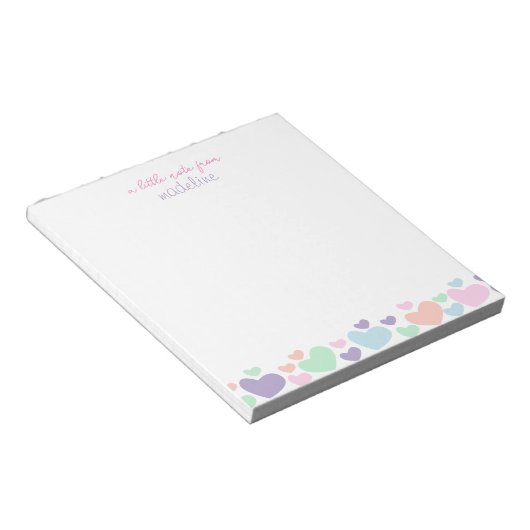 Cute Colorful Heart Girly Script Stationary Notizblock (angewinkelt)