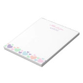 Cute Colorful Heart Girly Script Stationary Notizblock (Rotiert)
