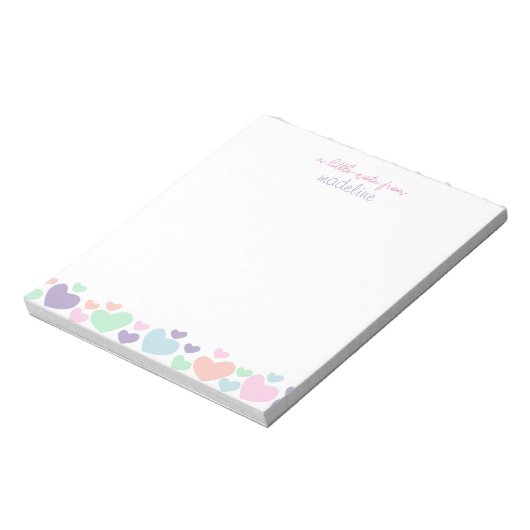 Cute Colorful Heart Girly Script Stationary Notizblock (Rotiert)