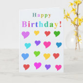 Cute Colorful Hearts and Happy Birthday Card Karte (Gelbe Blume)