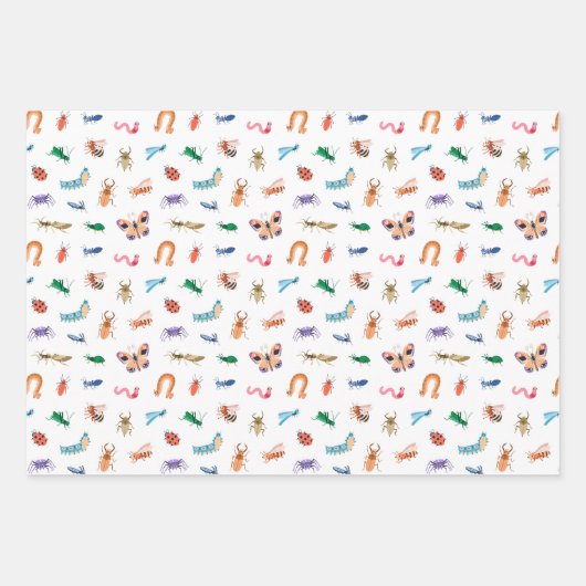 Cute Colorful Insect Pattern Geschenkpapier Set (Vorderseite 2)