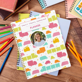 Cute Colorful Kids Background Custom Name Photo Planer