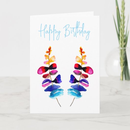 Cute colorful leaves watercolor karte (Vorderseite)