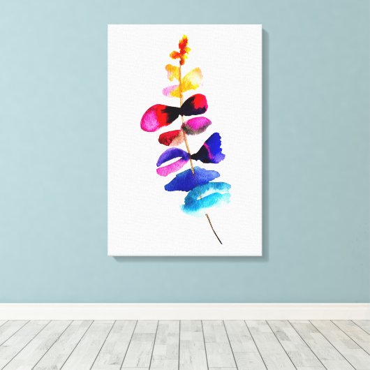 Cute colorful leaves watercolor leinwanddruck (Insitu (Holzboden))