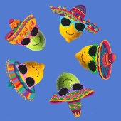 Cute Colorful Lemons Limes Sombreros Blue Apron Schürze