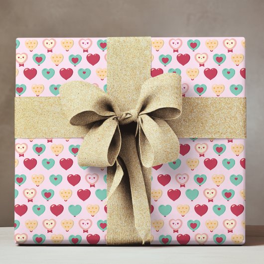 Cute Colorful Modern Love Heart Pattern Geschenkpapier