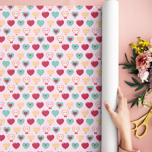 Cute Colorful Modern Love Heart Pattern Geschenkpapier