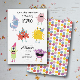 Cute Colorful Monsters Funny Kids Birthday Party Einladung