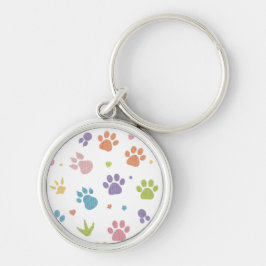 Cute Colorful Paw Prints Pattern Keychain Schlüsselanhänger