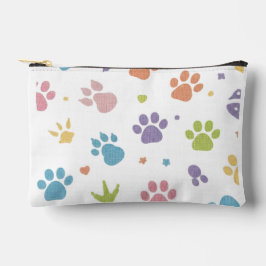 Cute Colorful Paw Prints Pattern Zipper Pouch Zubehörtasche