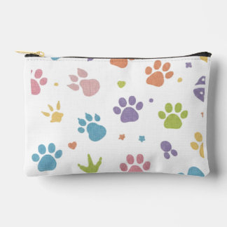 Cute Colorful Paw Prints Pattern Zipper Pouch Zubehörtasche