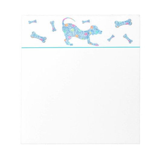 Cute Colorful Playful Dog Notepad Notizblock (Vorderseite)