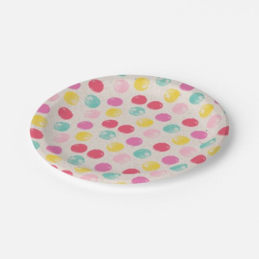 Cute Colorful Polka Dot Pattern Pappteller (Schrägansicht)