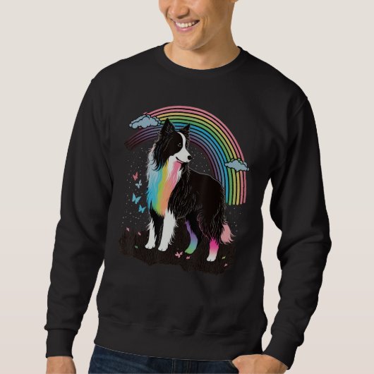 Cute Colorful Rainbow Border Collie Sweatshirt (Vorderseite)
