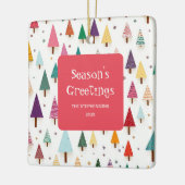 Cute Colorful Retro Christmas Trees Keramikornament (Links)