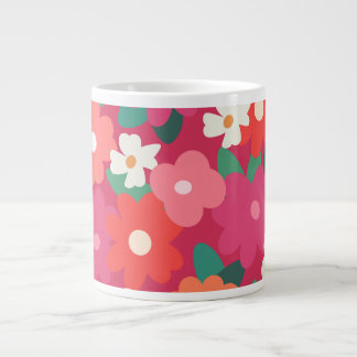Cute Colorful Retro Florals         Jumbo-Tasse