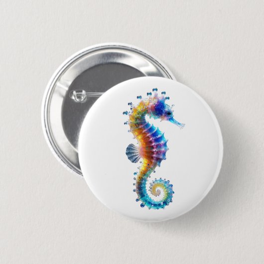 Cute Colorful Seahorses Button (Vorne & Hinten)
