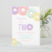 Cute Colorful Sprinkle Donuts 2nd Birthday Einladung (Stehend Vorderseite)