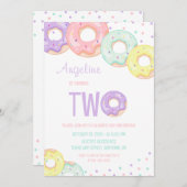 Cute Colorful Sprinkle Donuts 2nd Birthday Einladung (Vorne/Hinten)