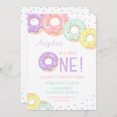 Cute Colorful Sprinkle Donuts First Birthday Einladung (Vorne/Hinten)