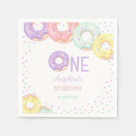 Cute Colorful Sprinkle Donuts First Birthday Serviette