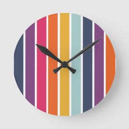 Cute Colorful Striped Pattern Runde Wanduhr