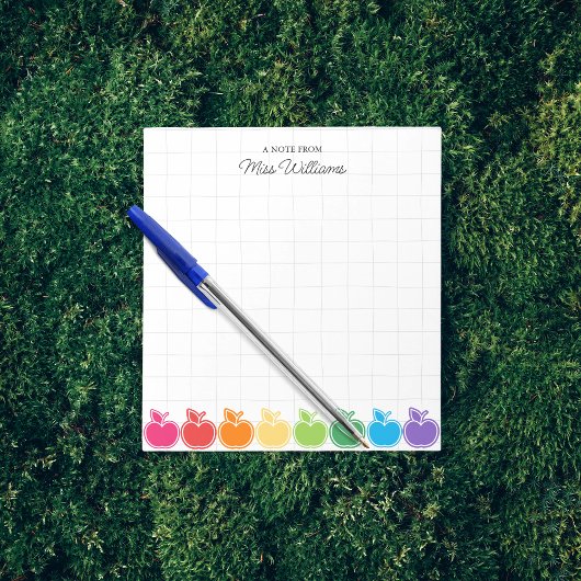 Cute Colorful Teacher's Apple Personalized Name Notizblock