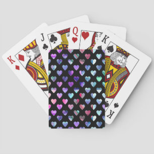 Cute Colorful Watercolor Heart Love Pattern Spielkarten