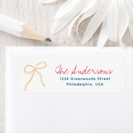 Cute Colorful Whimsical Hand Drawn Red Ribbon Bow (Insitu)