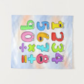 Cute Colourful Numbers Maths Poster for Kids Wandteppich (Vorderseite (Horizontal))