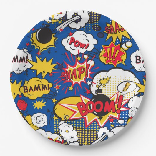 Cute Comic Pattern Pappteller (Vorderseite)