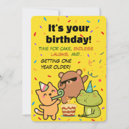 Cute Confetti Birthday Card for Friends and Family Einladung