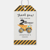 Cute Construction Birthday Boy Party 2nd Birthday Geschenkanhänger (Vorderseite)