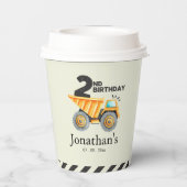 Cute Construction Birthday Boy Party 2nd Years Pappbecher (Rückseite)
