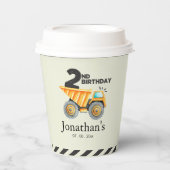 Cute Construction Birthday Boy Party 2nd Years Pappbecher (Vorderseite)