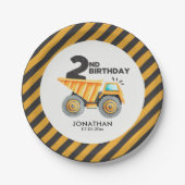 Cute Construction Birthday Boy Party 2nd Years Pappteller (Vorderseite)