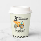 Cute Construction Birthday Boy Party 3th Years Pappbecher (Vorderseite)