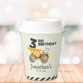 Cute Construction Birthday Boy Party 3th Years Pappbecher