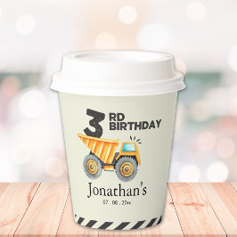 Cute Construction Birthday Boy Party 3th Years Pappbecher