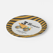 Cute Construction Birthday Boy Party 3th Years Pappteller (Schrägansicht)