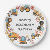  Cute Construction Birthday  Pappteller (Vorderseite)