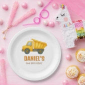 Cute Construction Dump Truck Any Age Birthday Pappteller (Party)