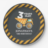 Cute Construction Party for 3rd Birthday Kids Pappteller (Vorderseite)