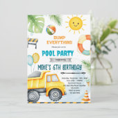 Cute construction pool theme invitation einladung (Stehend Vorderseite)