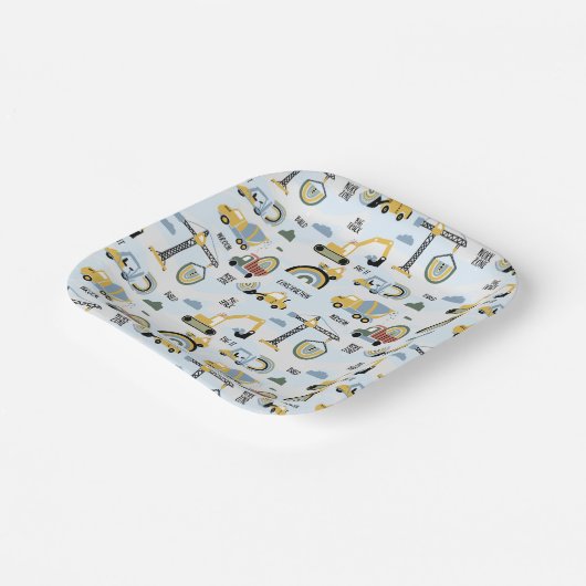 Cute Construction Theme Party Pappteller (Gewinkelt)