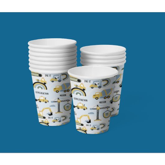 Cute Construction Themed Birthday Party Pappbecher