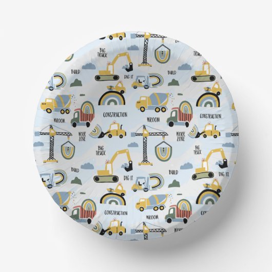 Cute Construction Themed Birthday Party Pappteller (Vorderseite)