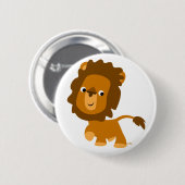Cute Content Cartoon Lion Button Badge (Vorne & Hinten)