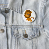 Cute Content Cartoon Lion Button Badge (Beispiel)