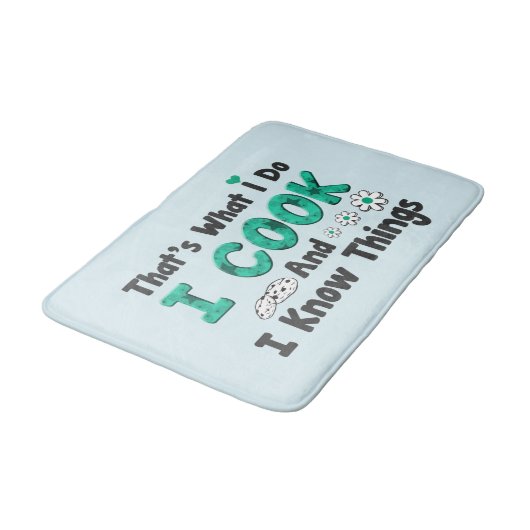 Cute cook word art kitchen badematte (Schrägansicht)